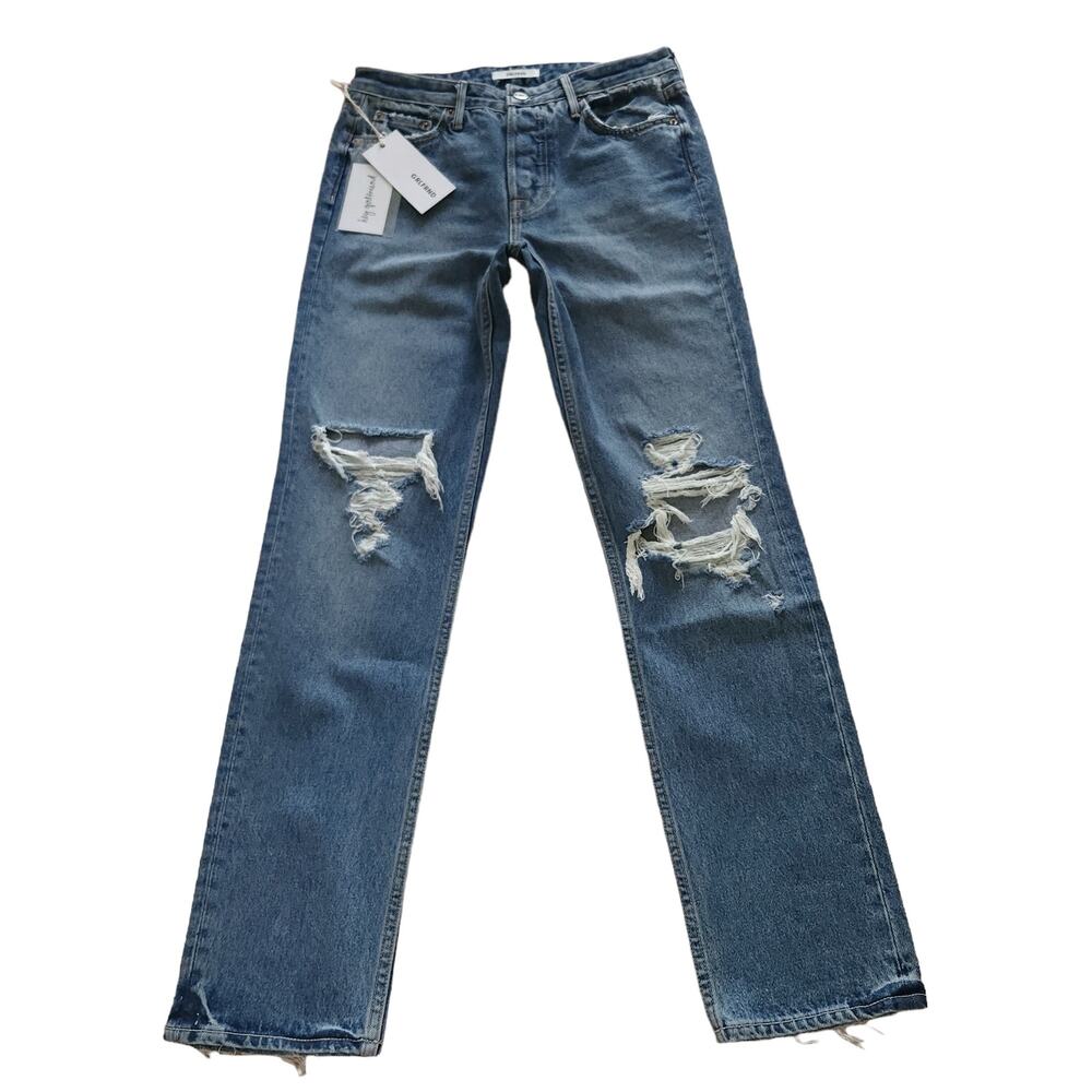 GRLFRND Helena distressed straight leg high waist jeans in Ready To Go Sz 26 NEW - Picture 1 of 9